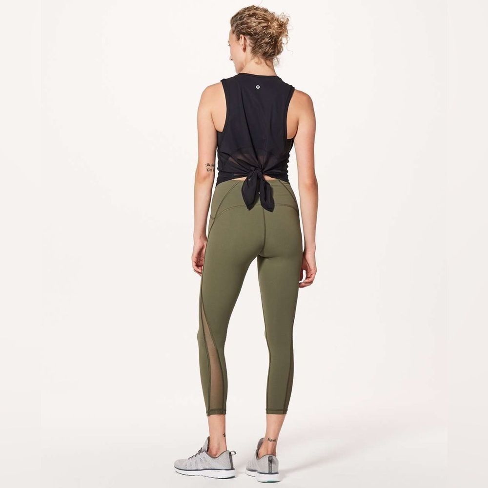 Lululemon Train Times 7/8 Pant Mesh Leggings Sage Green